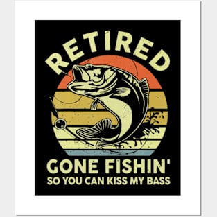 Mens Retired Gone Fishing Grandpa Retirement Funny Bass Dad Posters and Art